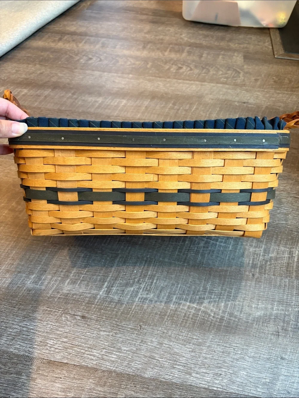 Longaberger 1997 Collectors Club Welcome Home Basket Braided Handles Liner